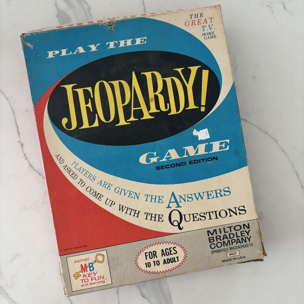 Vintage Jeopardy Board Game 1964 2nd Edition Milton Bradley USA TV INCOMPLETE